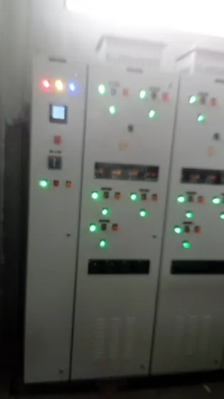 Panel line up with lit indicator lamps