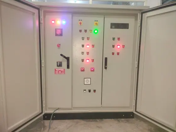 Control panel with both doors open and lit indicators