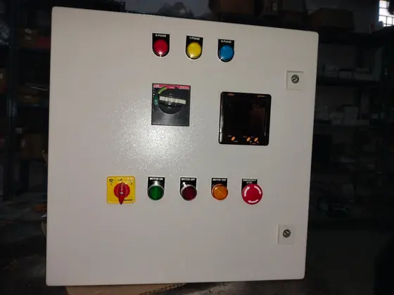 Panel with meter, lamps and push buttons