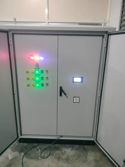 Panel with lit indicators and the door open