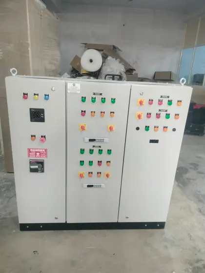 Three section MCC panel with indicator lamps and push buttons