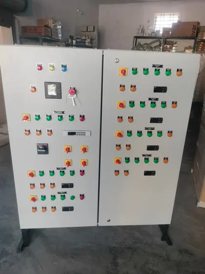 Two section control panel with ammeters and push buttons