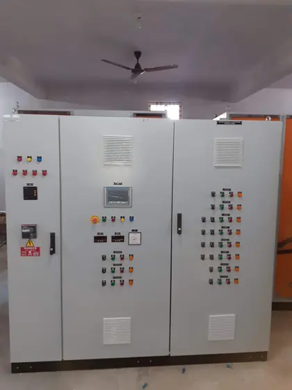 Two section control panel with display and indicator lamps