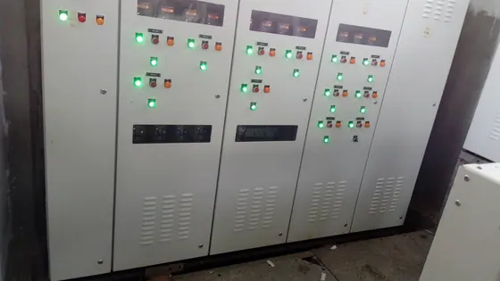 Three bay MCC panel with lit indicators