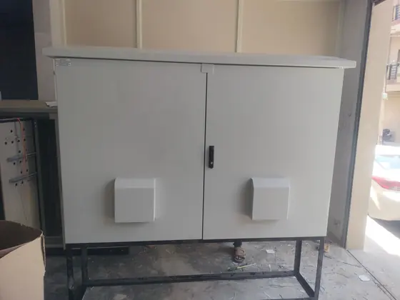 Two door outdoor panel with ventilation covers