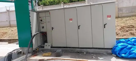 Row of panel doors beside a building