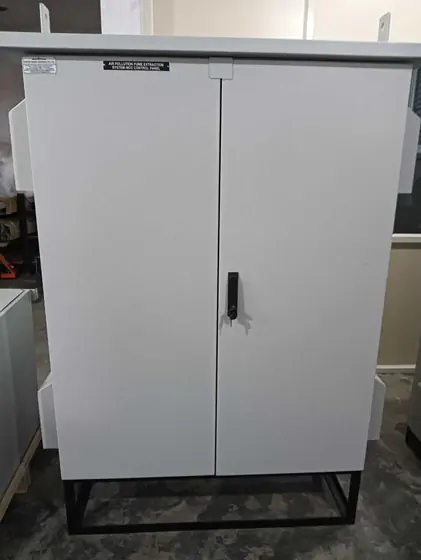 Tall two door panel enclosure on a base frame