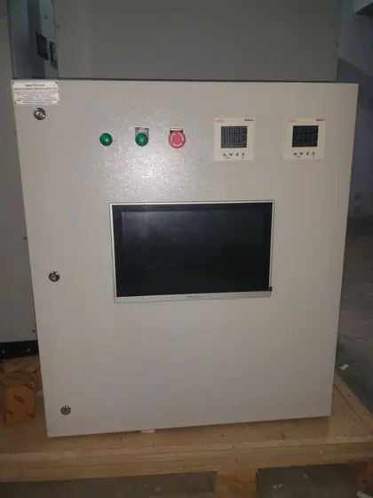 Panel door with HMI screen and meters