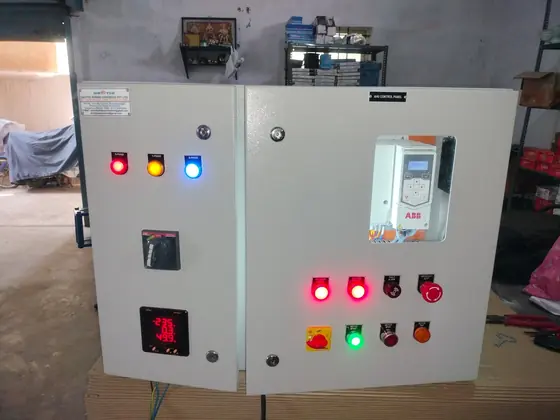VFD control panel with display and indicator lamps