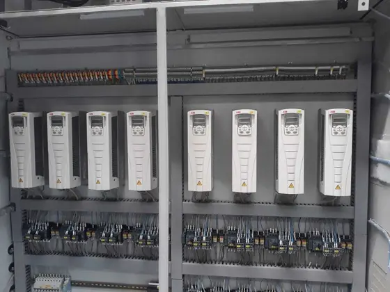 Row of eight drives inside a panel